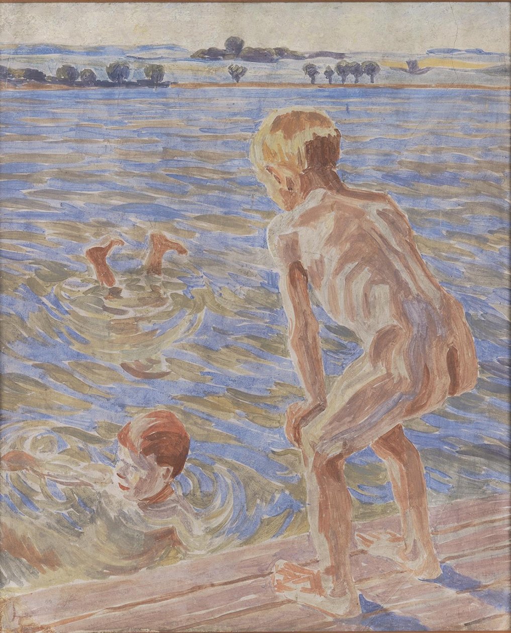 Niños bañándose. Fiordo de Fåborg de Peter Hansen
