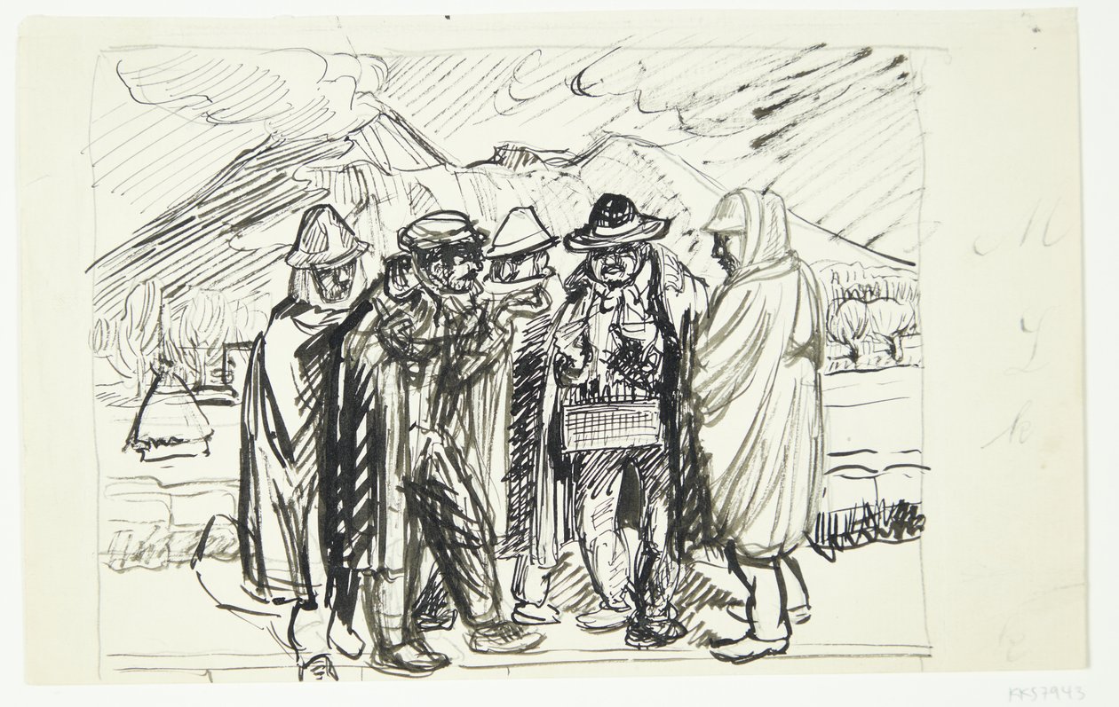 Campesinos Italianos Negociando con un Vendedor Ambulante de Peter Hansen