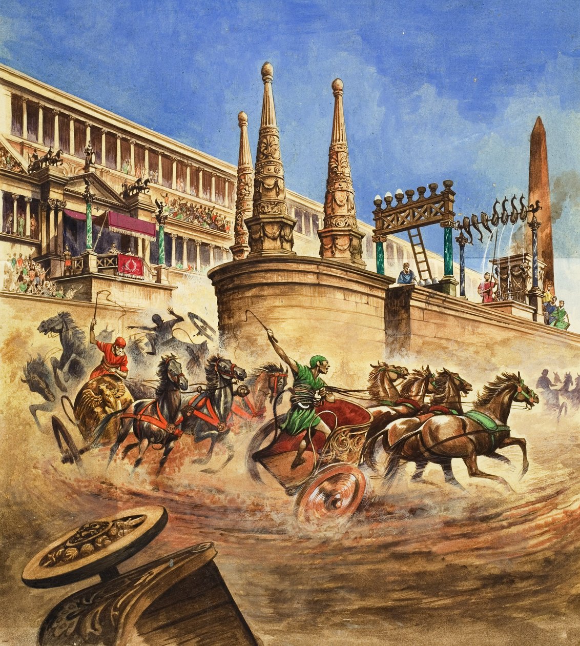 Carrera de cuadrigas (gouache sobre papel) de Peter Jackson