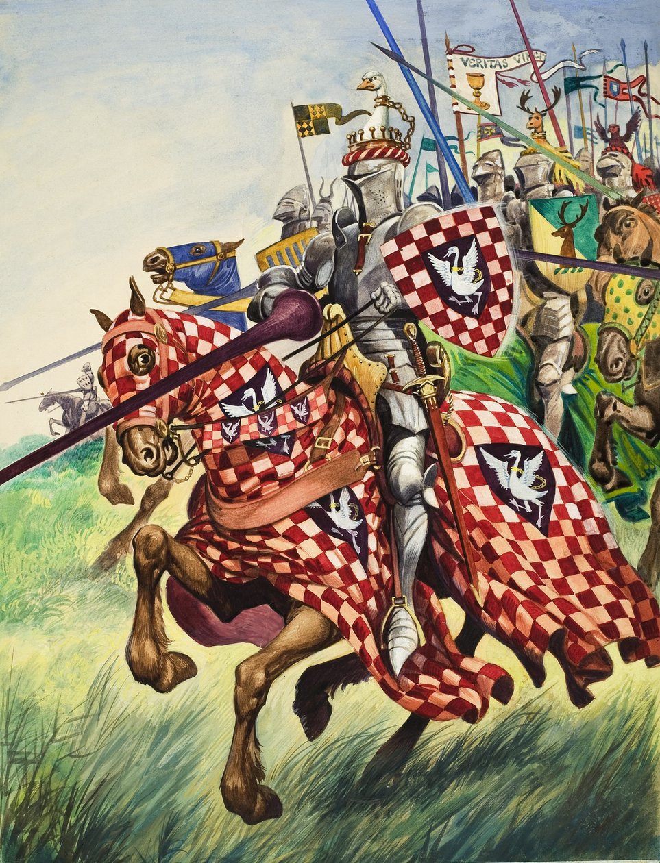 Caballeros cargando hacia la batalla (gouache sobre papel) de Peter Jackson