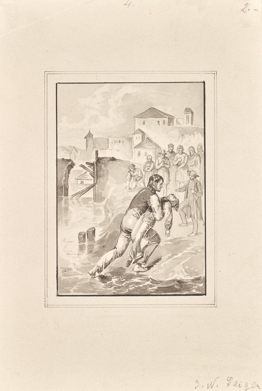 Recuperación de un niño ahogado de Peter Johann Nepomuk Geiger