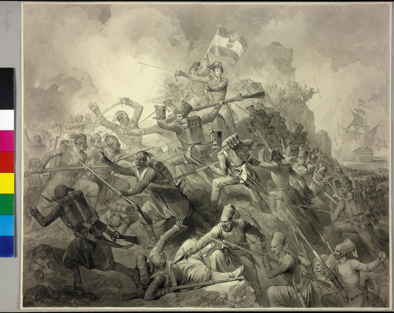 Conquista de Saida (dibujo a tinta) de Peter Johann Nepomuk Geiger
