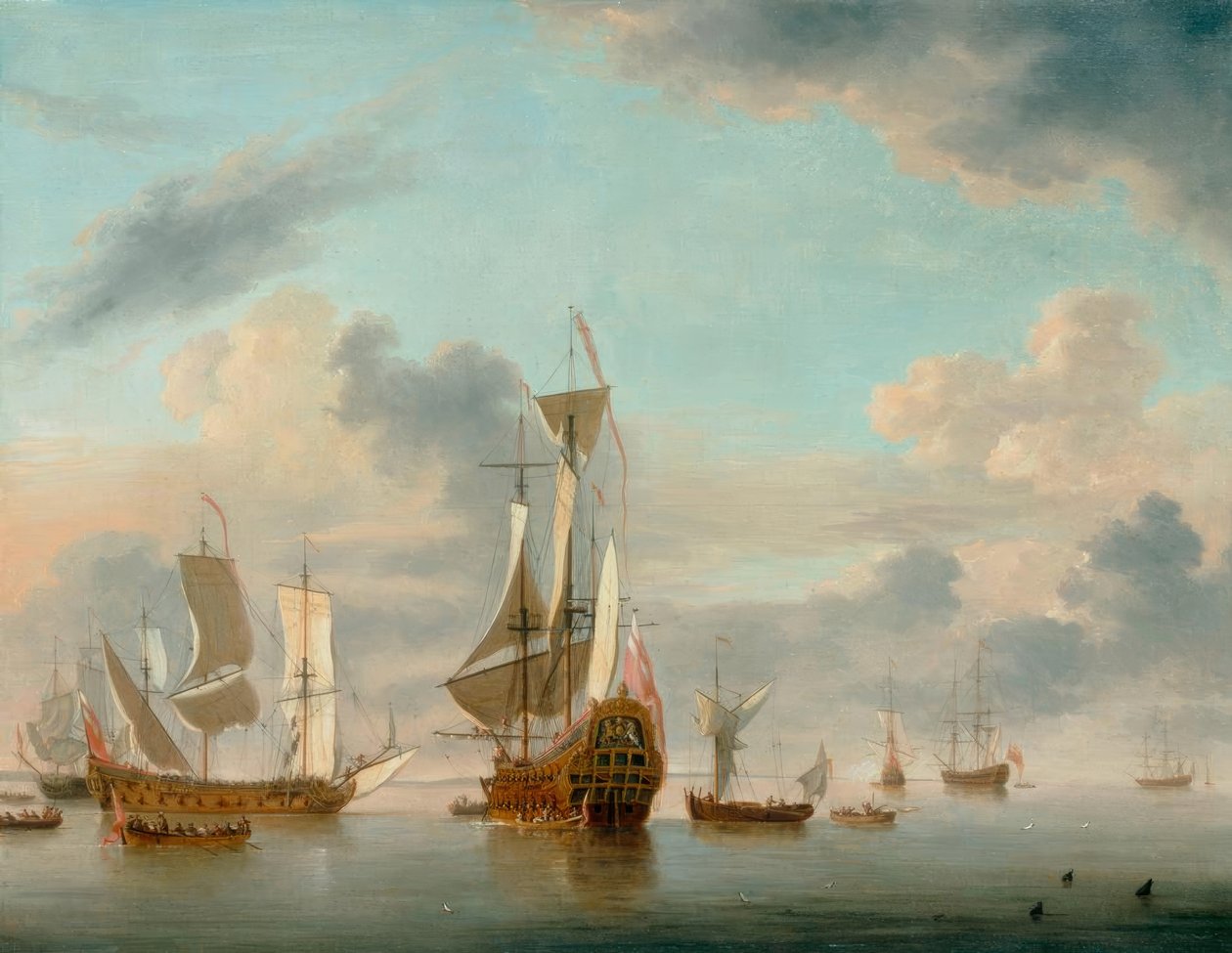 Barcos en calma de Peter Monamy
