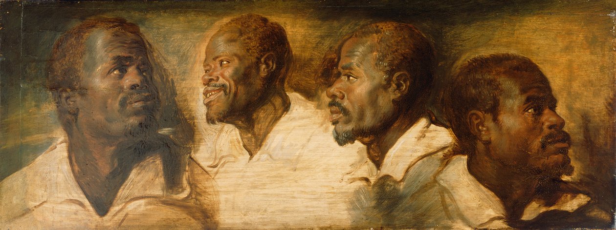 Cuatro estudios de cabeza masculina, c.1617-1620 de Peter Paul Rubens