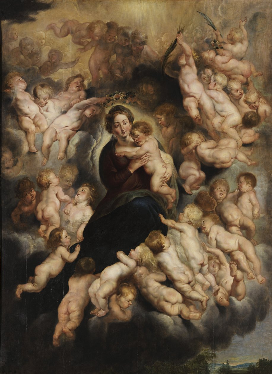 María con el Niño en una corona de ángeles de Peter Paul Rubens
