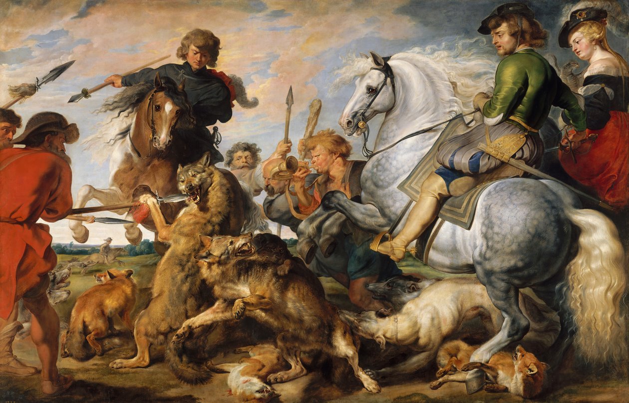 Caza de lobo y zorro, ca. 1616 de Peter Paul Rubens