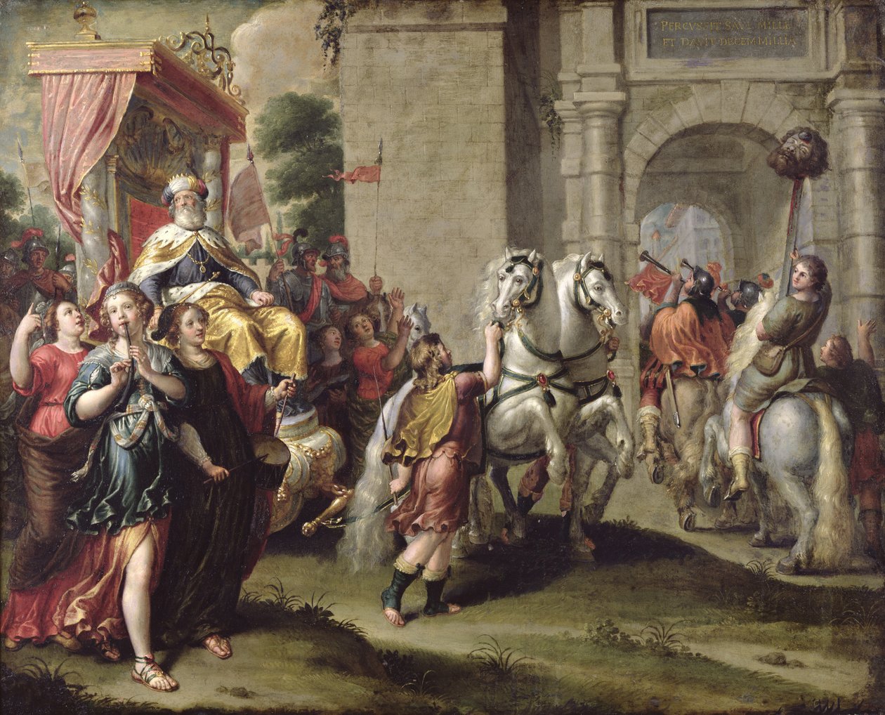 El Triunfo de David, c.1690 de Peter van Lint
