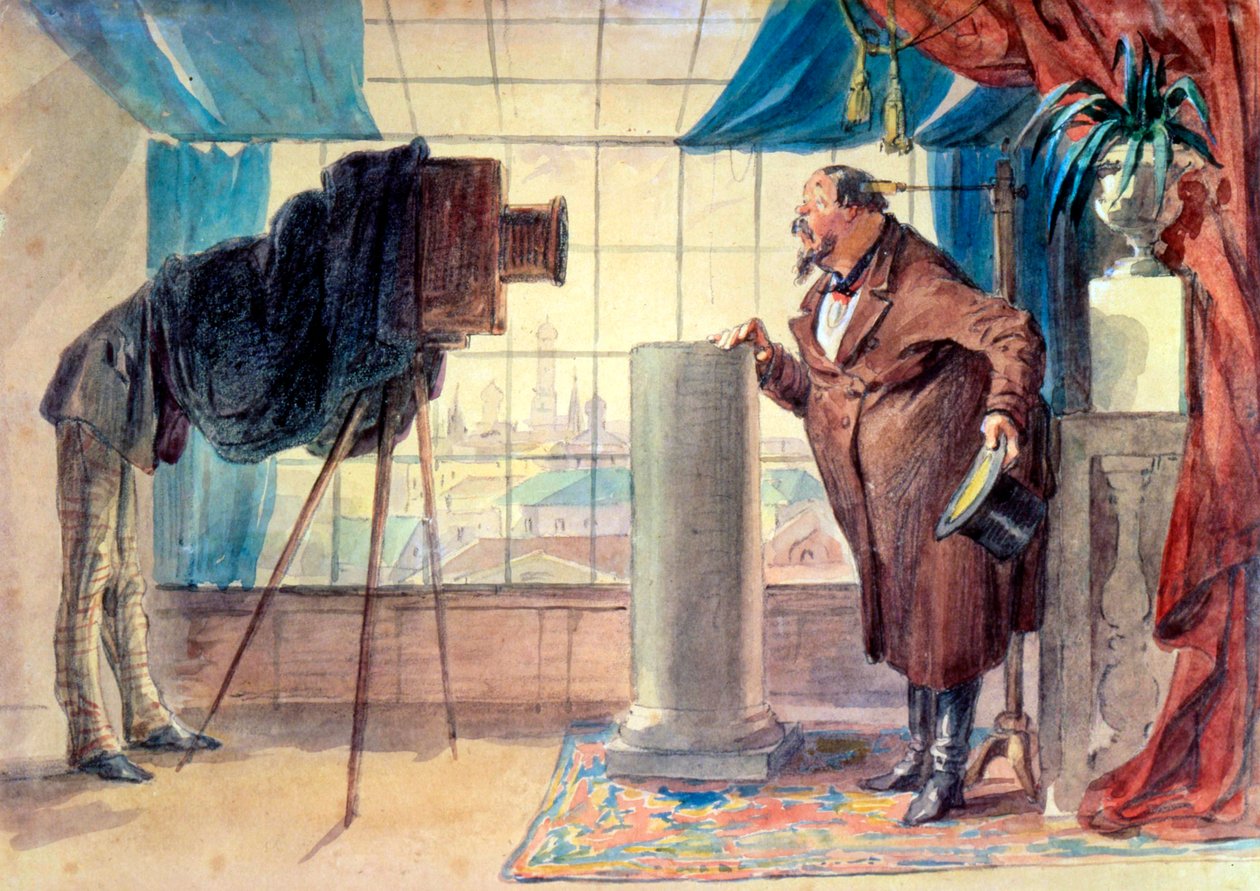 Comerciante en el fotógrafo, 1860s de Petr Mikhailovich Shmel