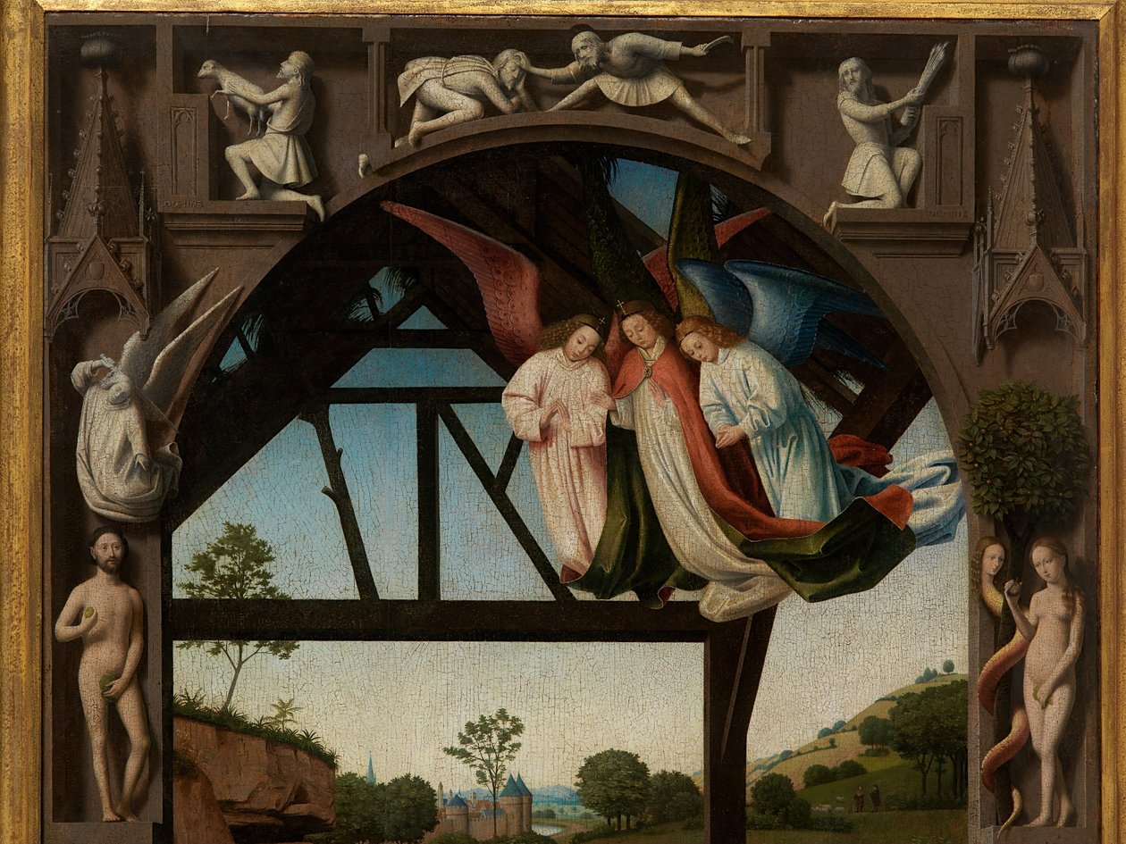 Detalle de la Adoración del Niño Jesús de Petrus Christus