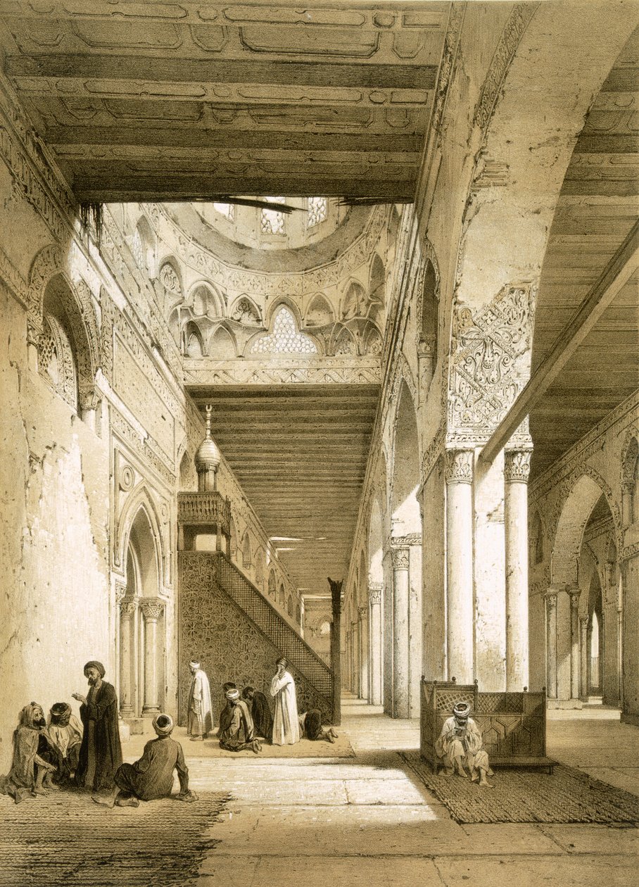 Interior de la Maqsourah en la mezquita del siglo IX de Ahmed Ibn-Touloun, El Cairo de Philibert Joseph Girault de Prangey