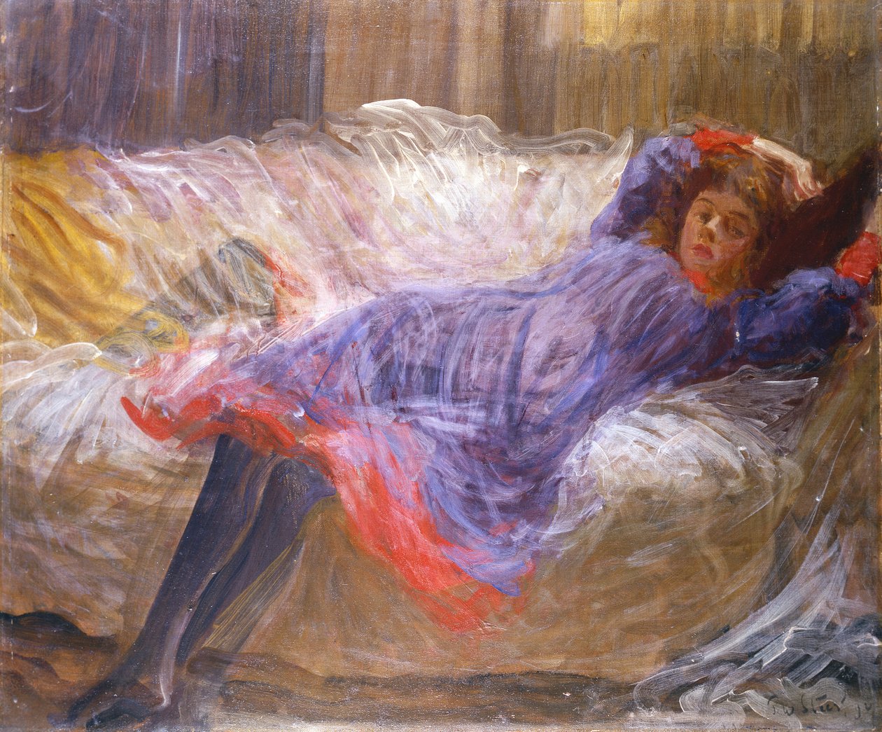 Chica Reclining en el Sofá de Philip Wilson Steer