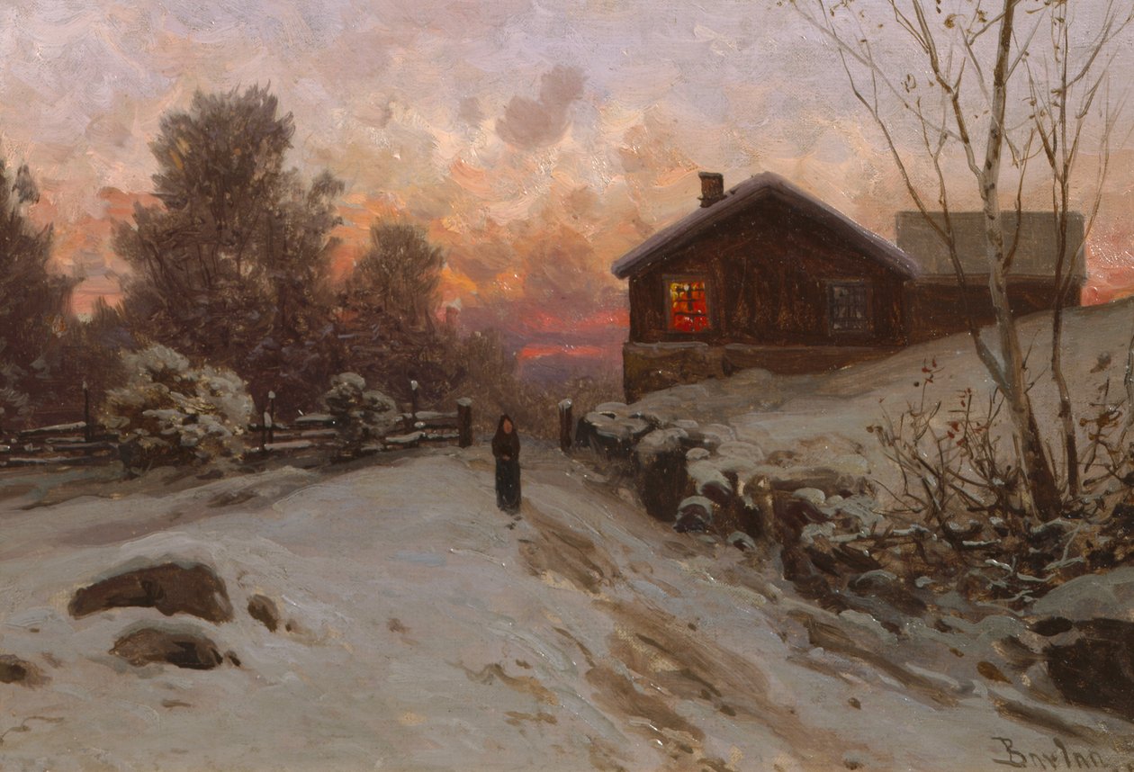 Paisaje invernal con casa de Philip Barlag