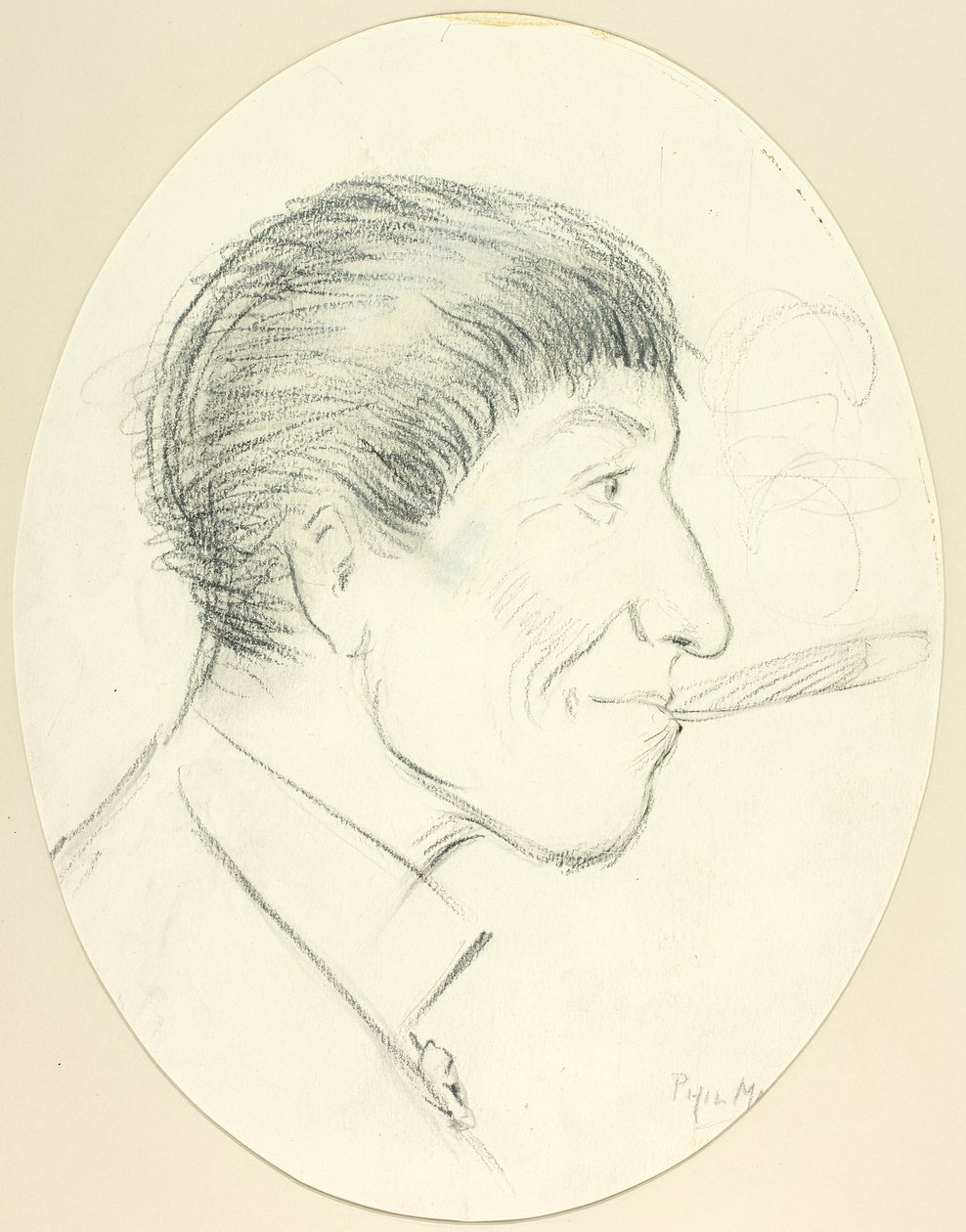 Perfil de hombre fumando un cigarro de Philip William May