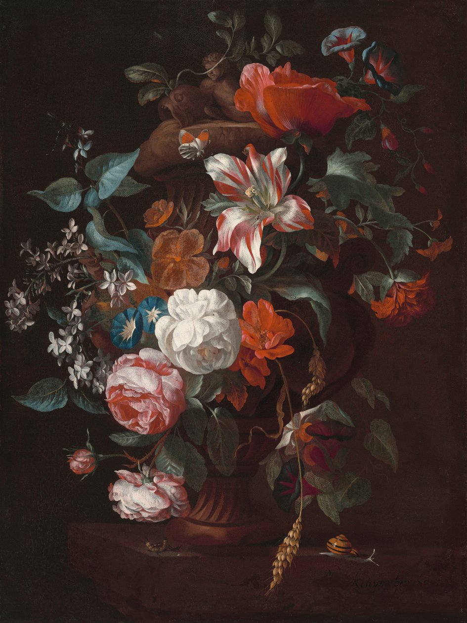 Flores en un jarrón de Philip van Kouwenbergh