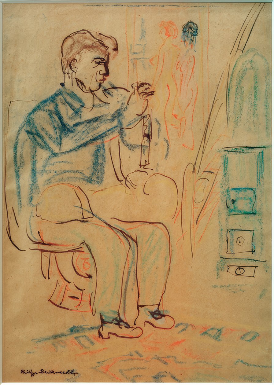 Escultor Scherer en el estudio de Kirchner de Philipp Bauknecht