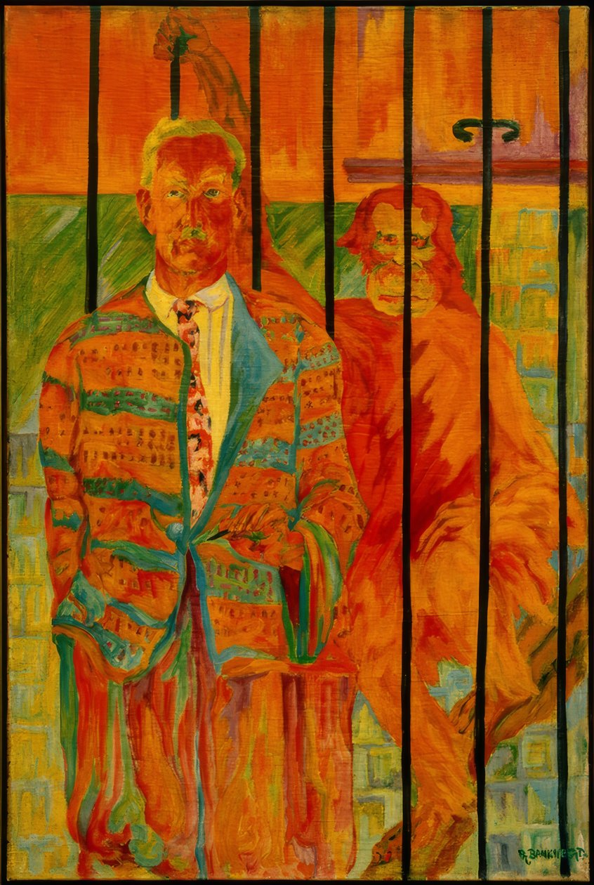 Autorretrato con orangután de Philipp Bauknecht
