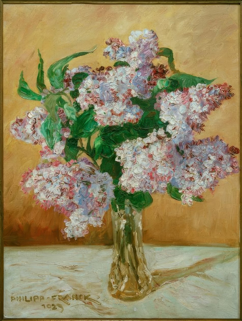 Ramo de lilas en un jarrón de vidrio de Philipp Franck