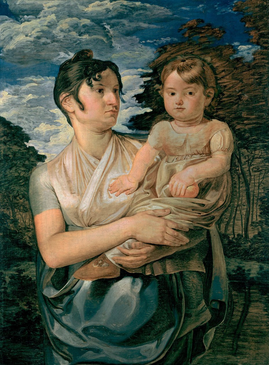 Pauline Runge con su hijo de dos años, 1807 de Philipp Otto Runge