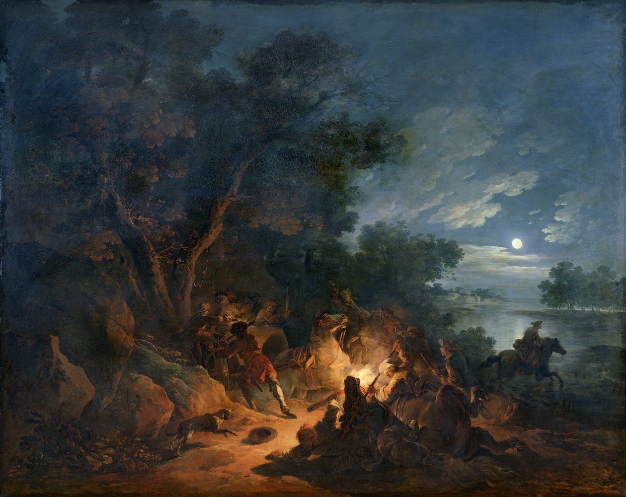 Ataque de Ladrones en la Noche, c.1770 de Philippe Jacques de Loutherbourg