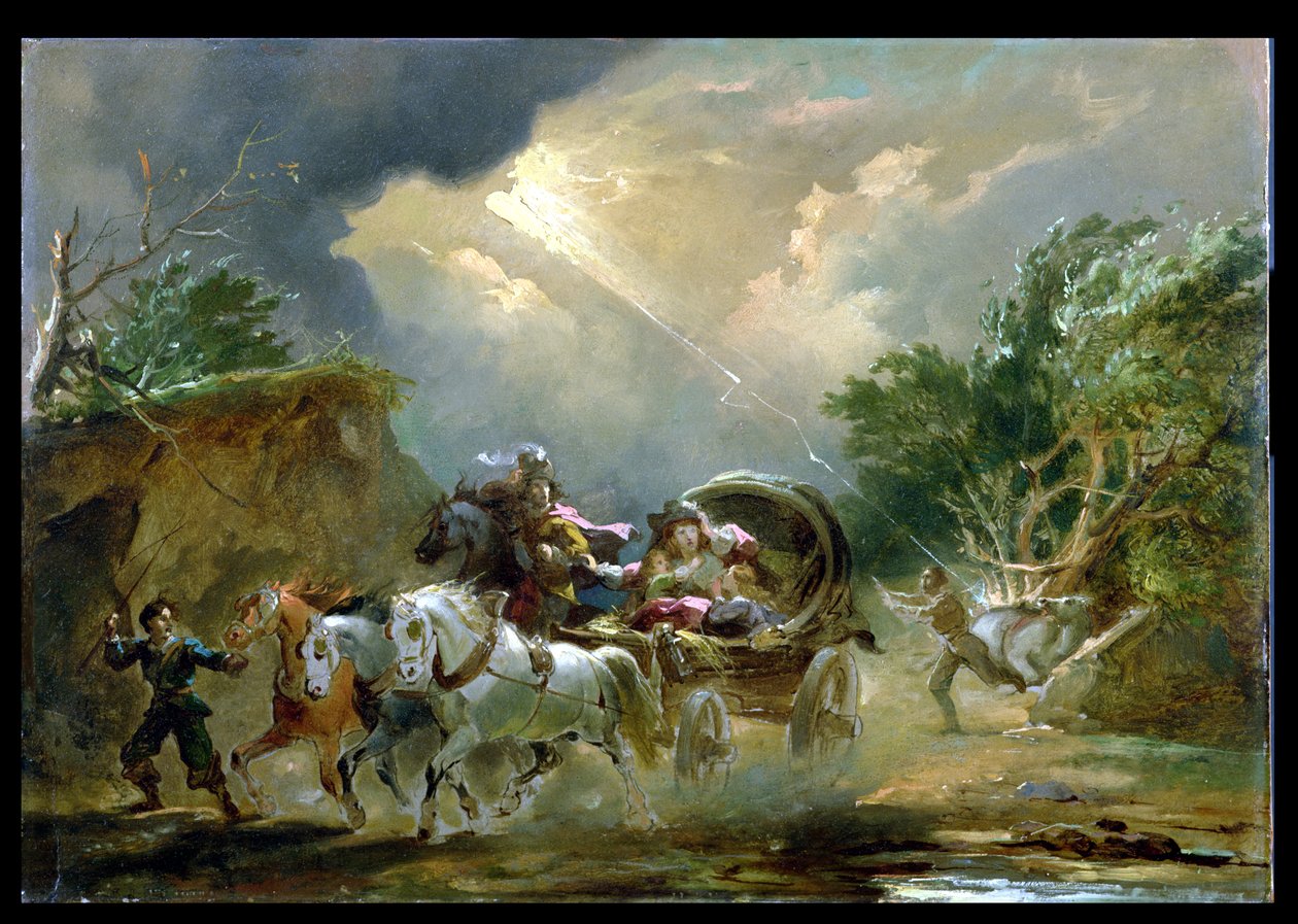 Carruaje en una tormenta, 1790s de Philippe Jacques de Loutherbourg