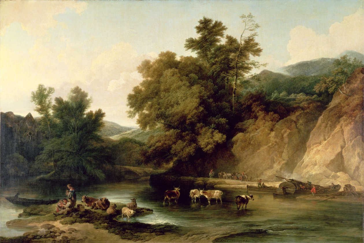 El río Wye en la Abadía de Tintern, 1805 de Philippe Jacques de Loutherbourg