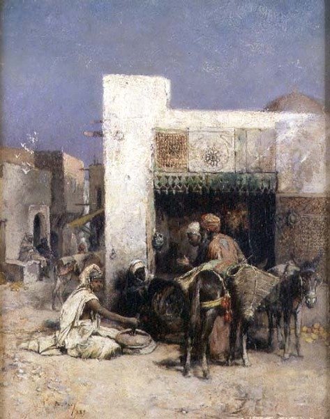 Árabes fuera de una casa de Philippe Pavy