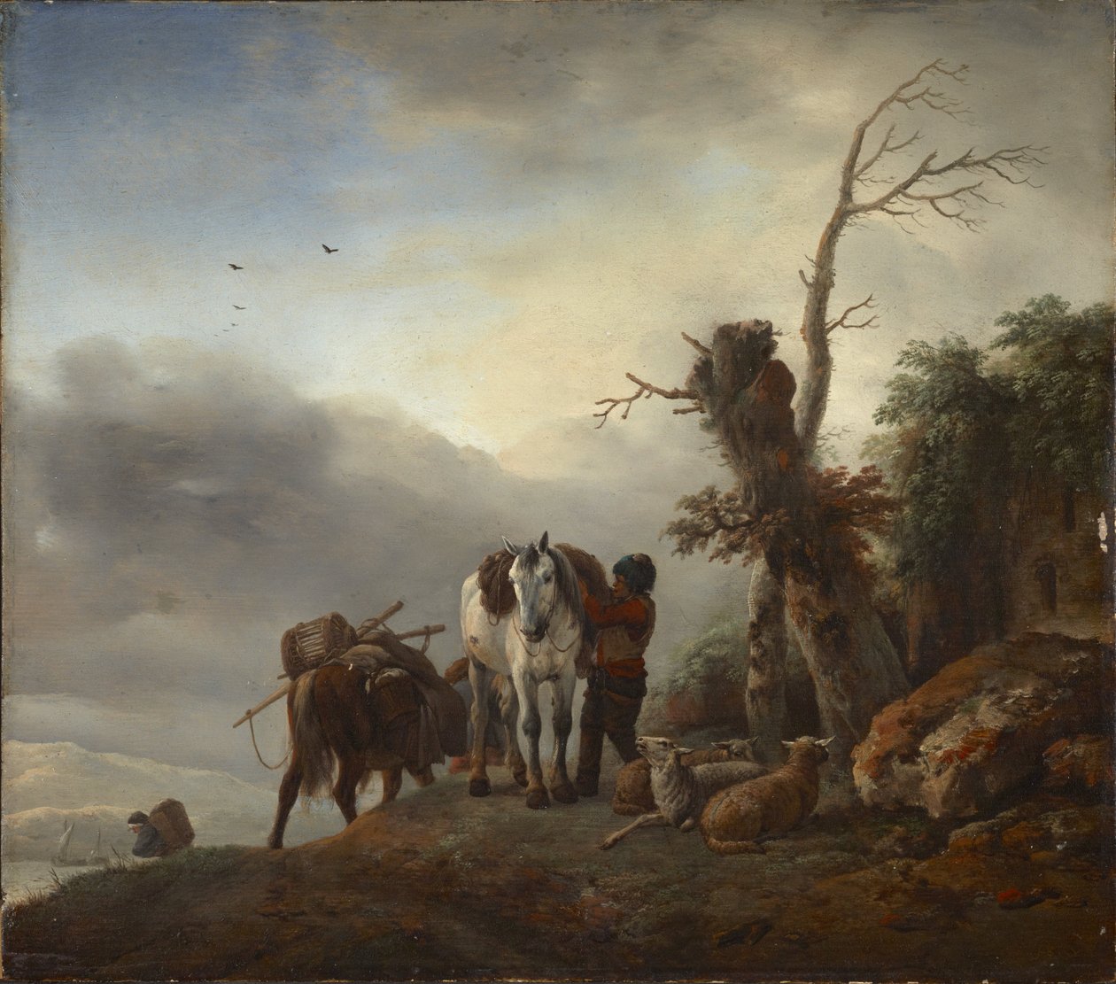 Paisaje con caballos de carga de Philips Wouwerman