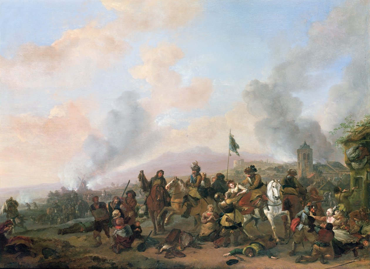 El saqueo de una aldea de Philips Wouwerman