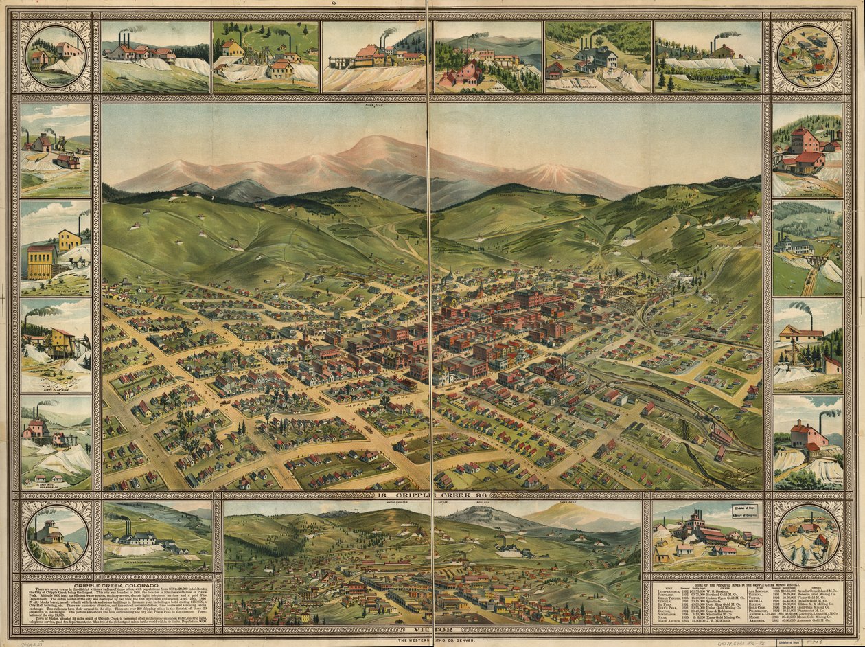 Cripple Creek, 1896. de Phillips and Desjardins Western Lithograph Co.