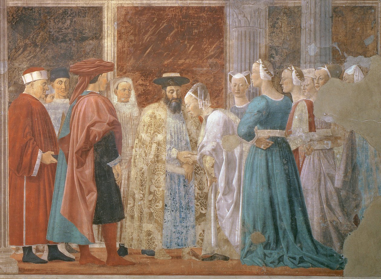 La Recepción de la Reina de Saba por el Rey Salomón c.1015-977 (detalle de las manos, completado en 1464) de Piero della Francesca