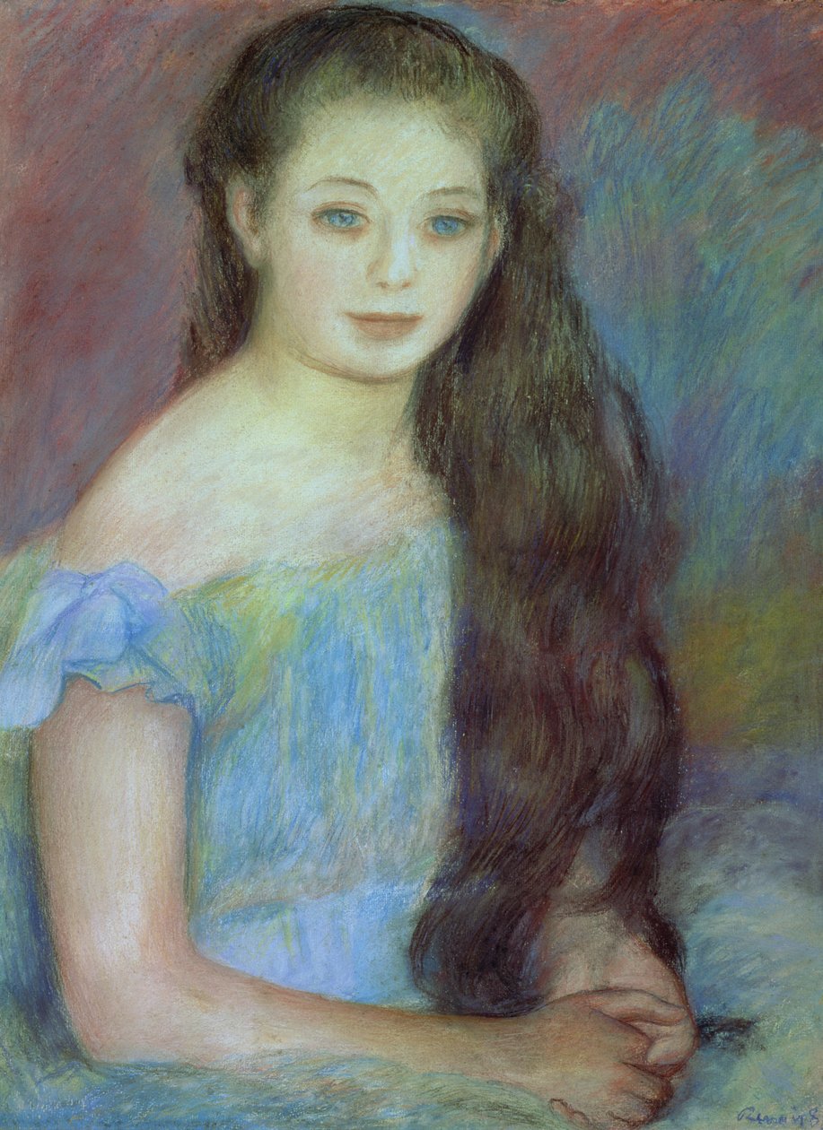Retrato de una niña con ojos azules, 1887 de Pierre Auguste Renoir