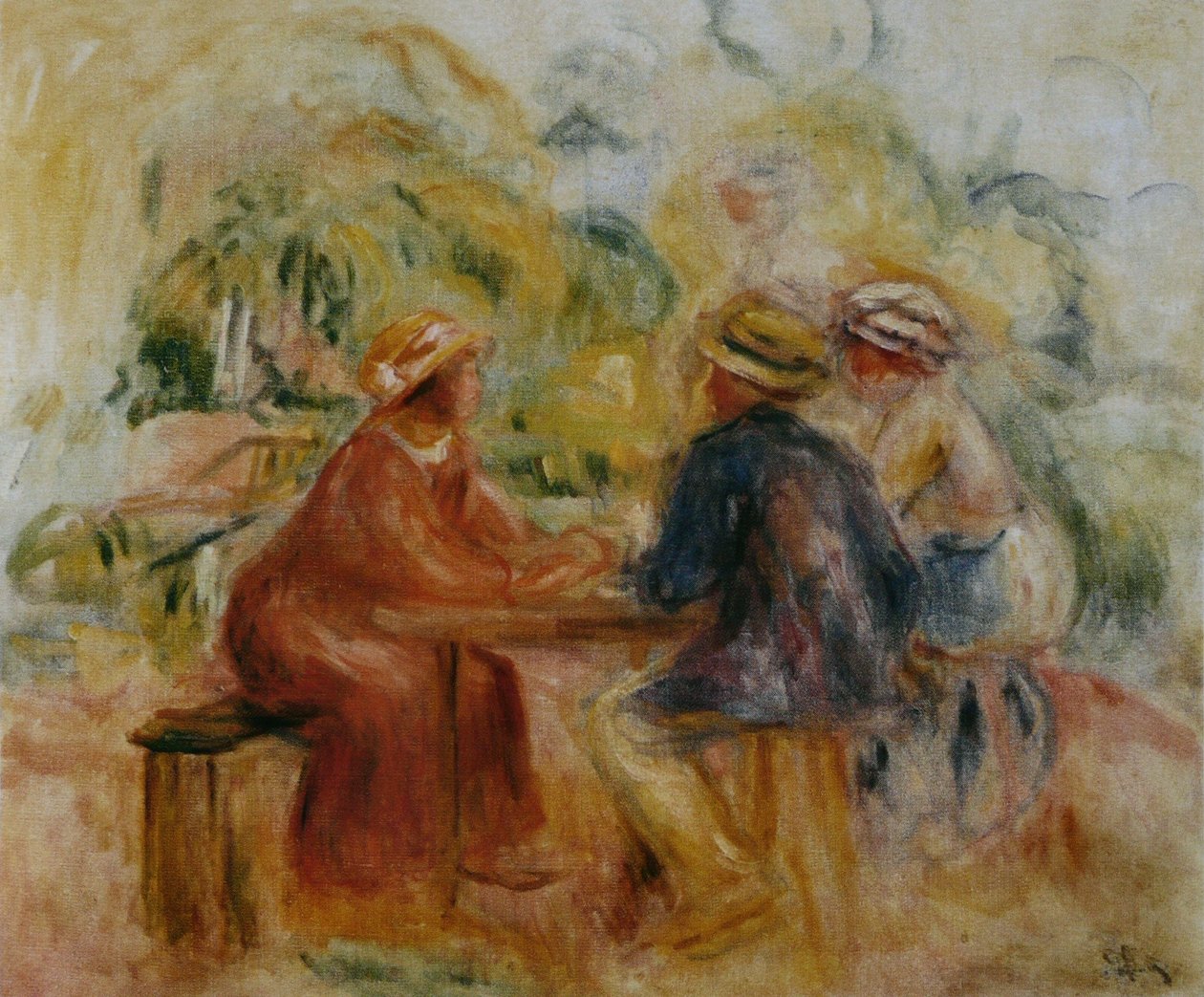 Reunión en el jardín de Pierre Auguste Renoir