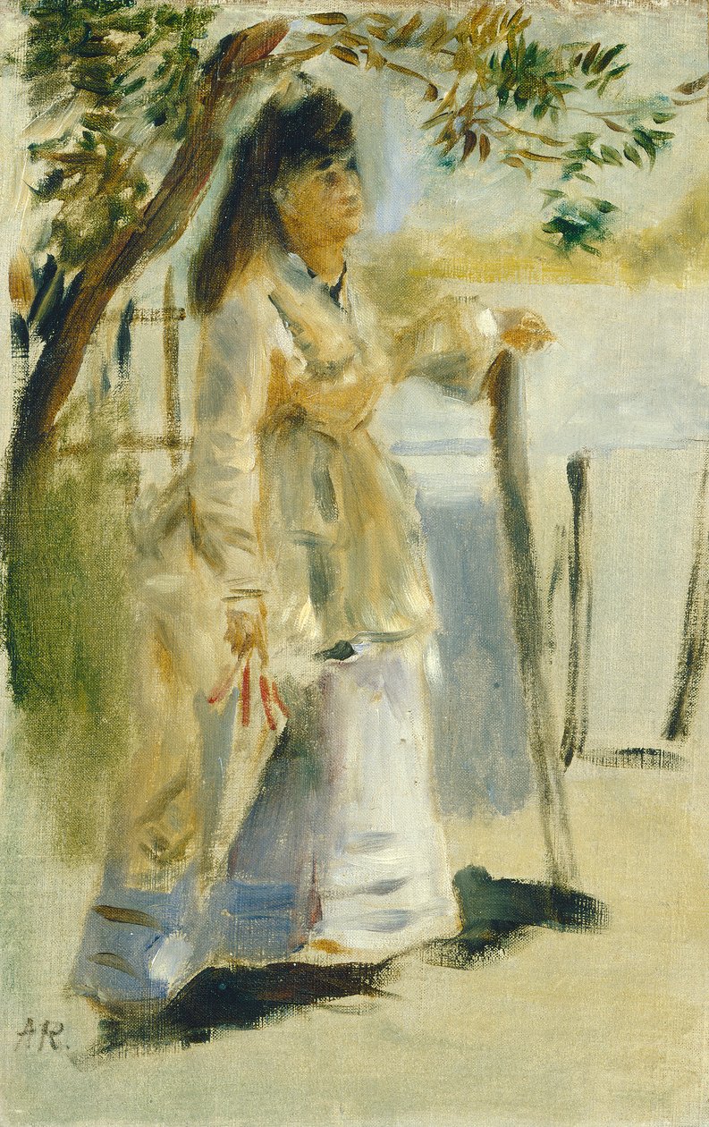 Mujer junto a una cerca, 1866 de Pierre Auguste Renoir