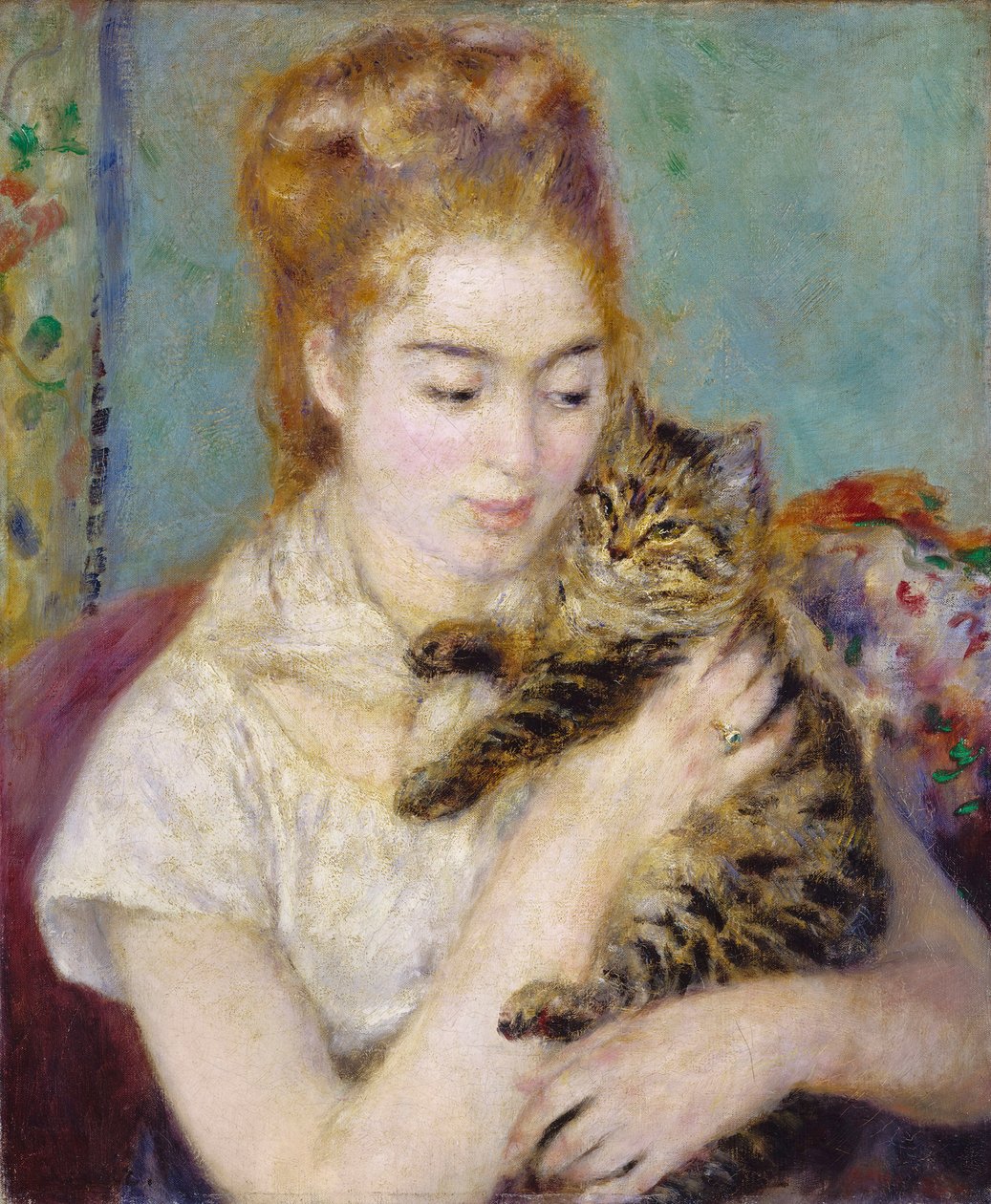 Mujer con un gato de Pierre Auguste Renoir