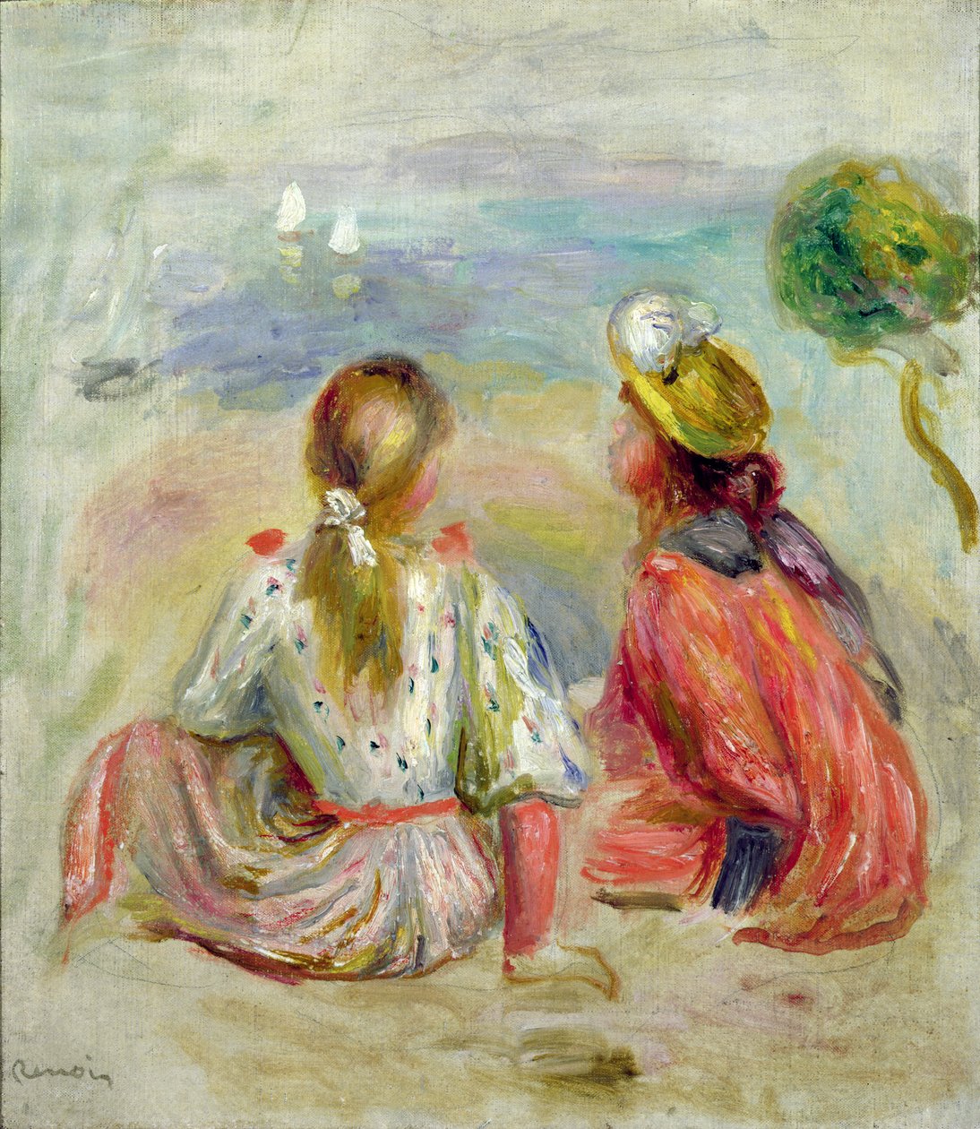 Jóvenes en la playa, c.1898 de Pierre Auguste Renoir