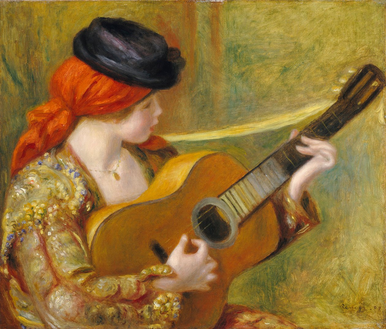 Joven española con una guitarra, 1898 de Pierre Auguste Renoir