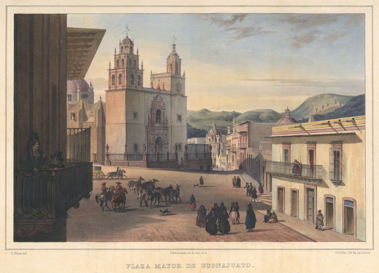Plaza Mayor de Guanajuato, vista de la plaza principal de Guanajuato, Guanajuato de Pierre Frédéric Lehnert