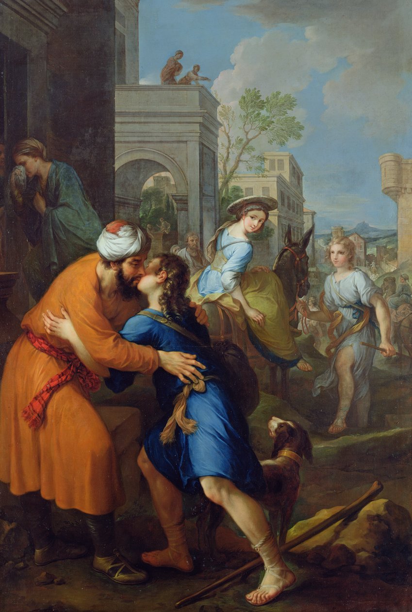 Tobías despidiéndose de su suegro, Raguel de Pierre Parrocel