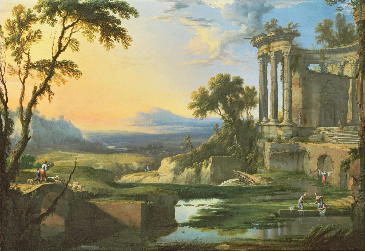 Paisaje italiano con ruinas de Pierre Patel