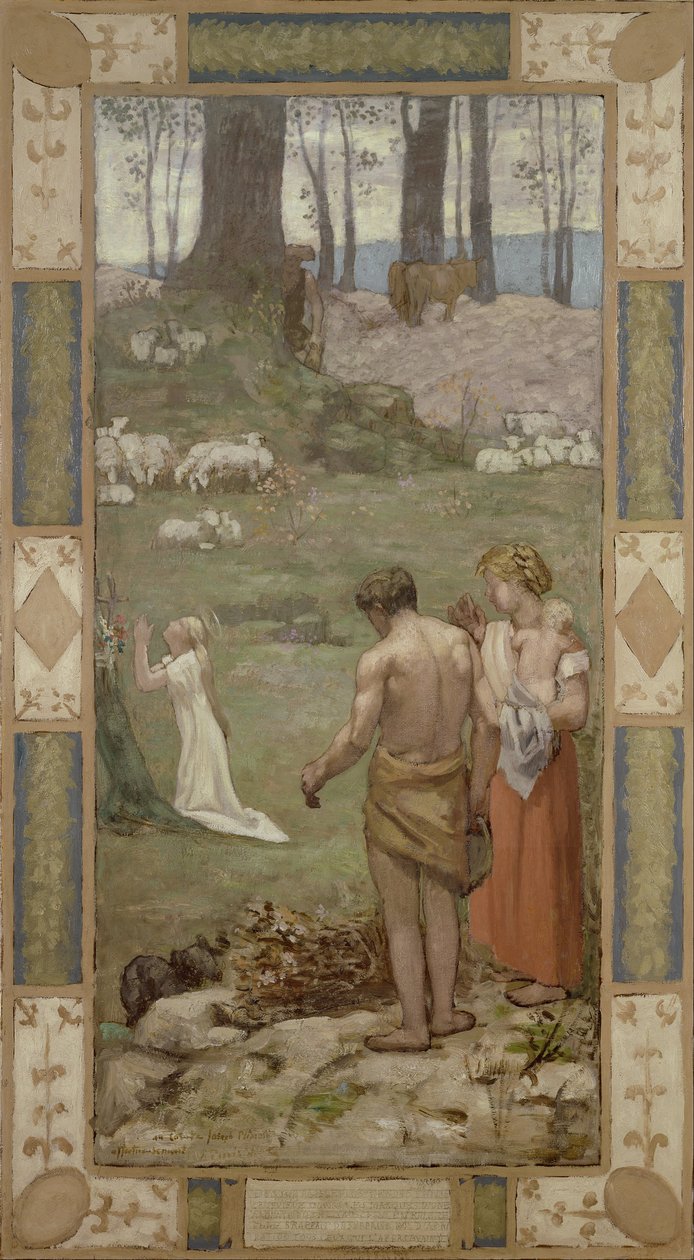 Santa Genoveva de niña en oración de Pierre Puvis de Chavannes