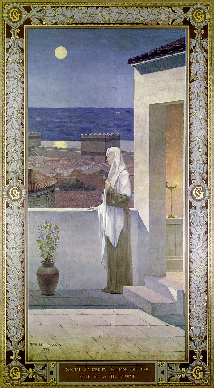 Santa Genoveva vela sobre la ciudad dormida de París, 1898 de Pierre Puvis de Chavannes