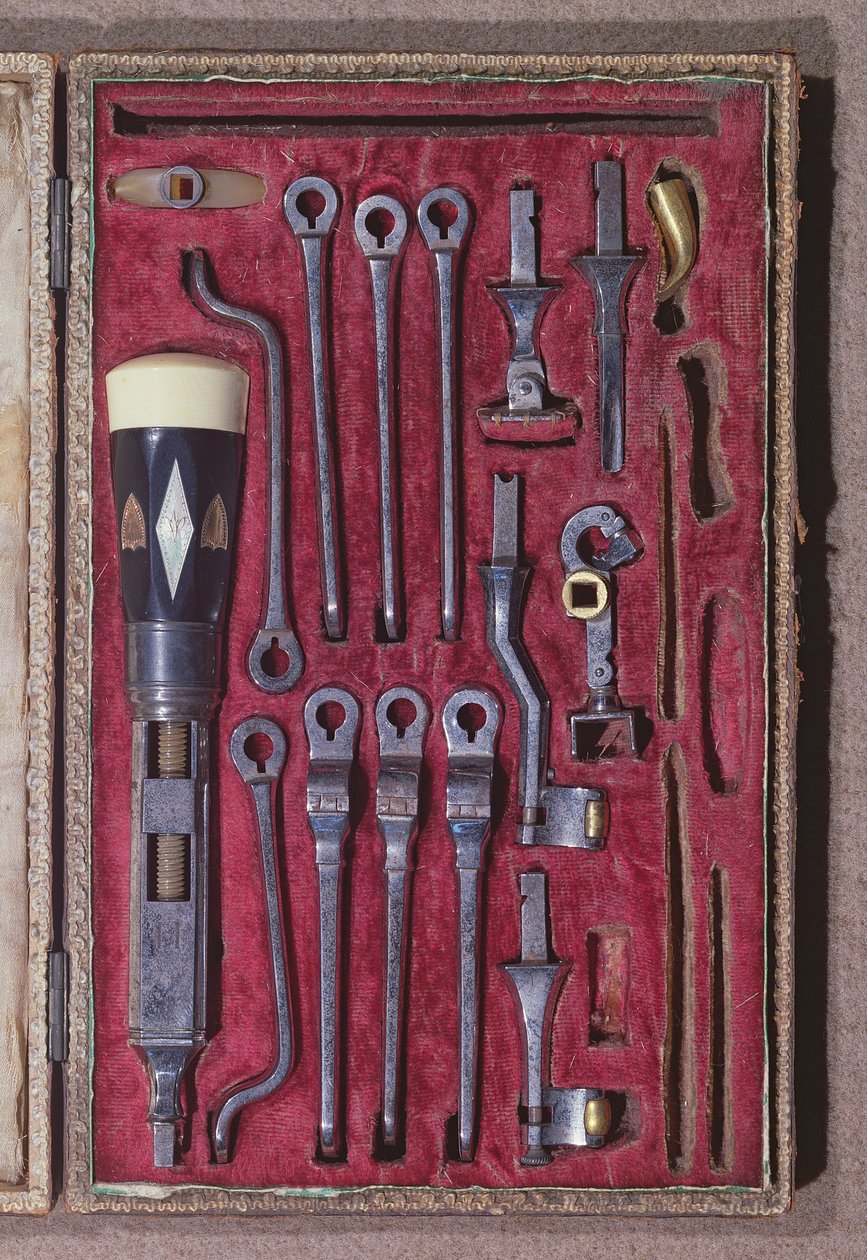 Conjunto de instrumentos de odontología, principios del siglo XIX de Pierre Francois Grangeret