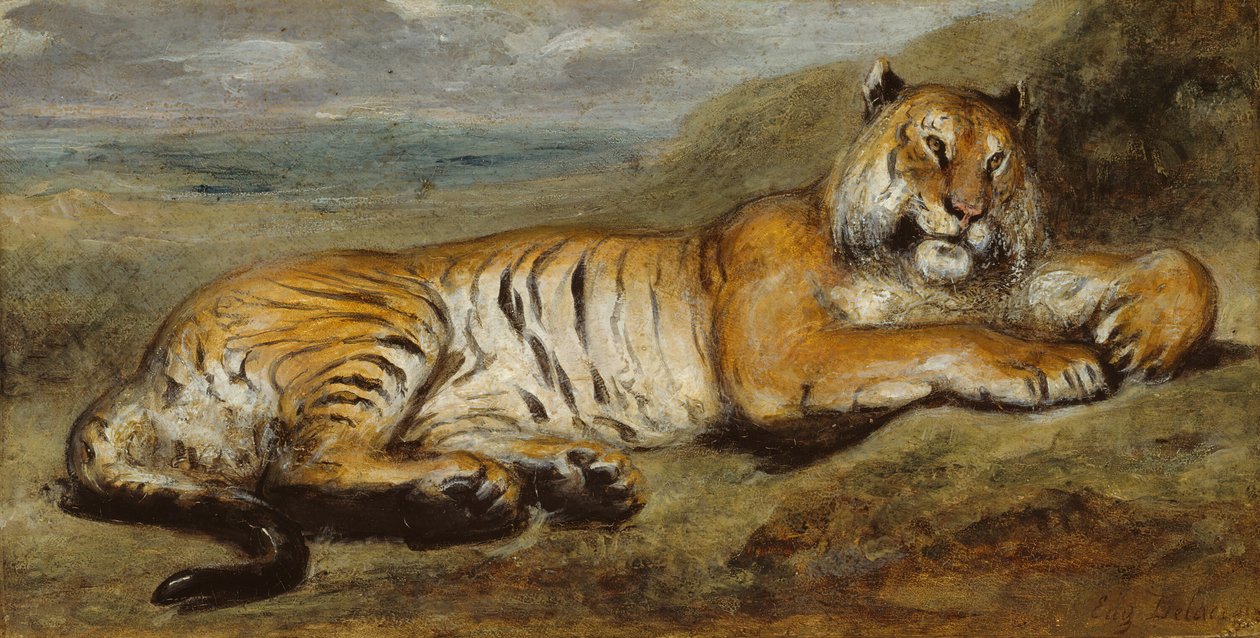 Tigre descansando, c. 1830 de Pierre Andrieu