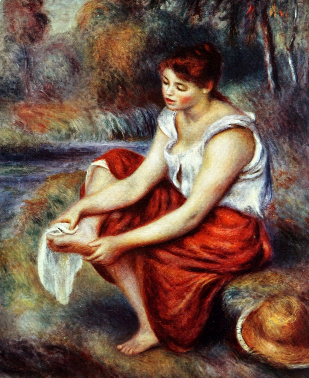 Chica limpiándose los pies de Pierre Auguste Renoir
