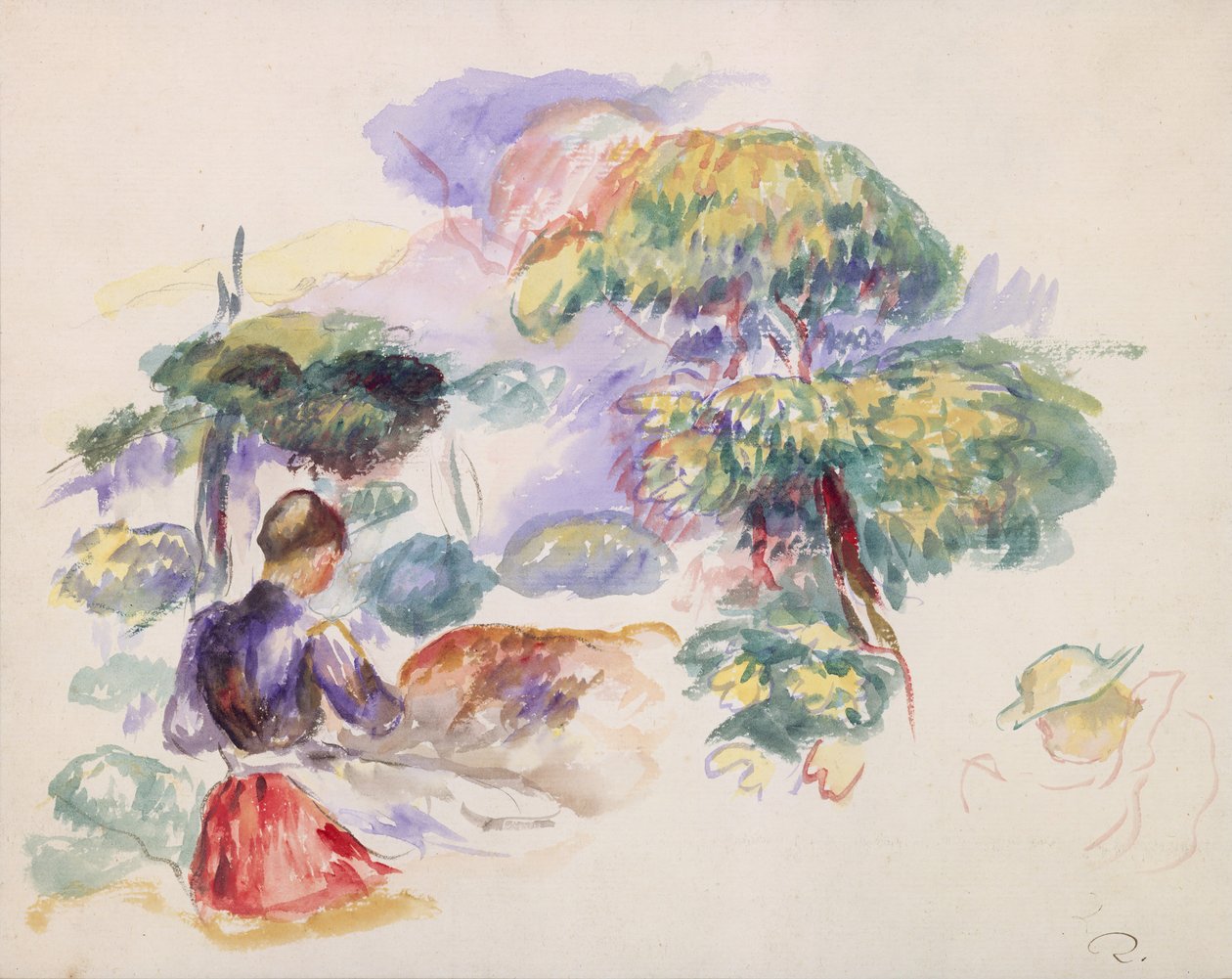 Paisaje con una niña de Pierre Auguste Renoir
