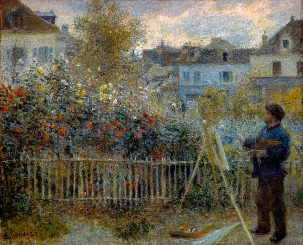 Monet pintando en su jardín en Argenteuil de Pierre Auguste Renoir