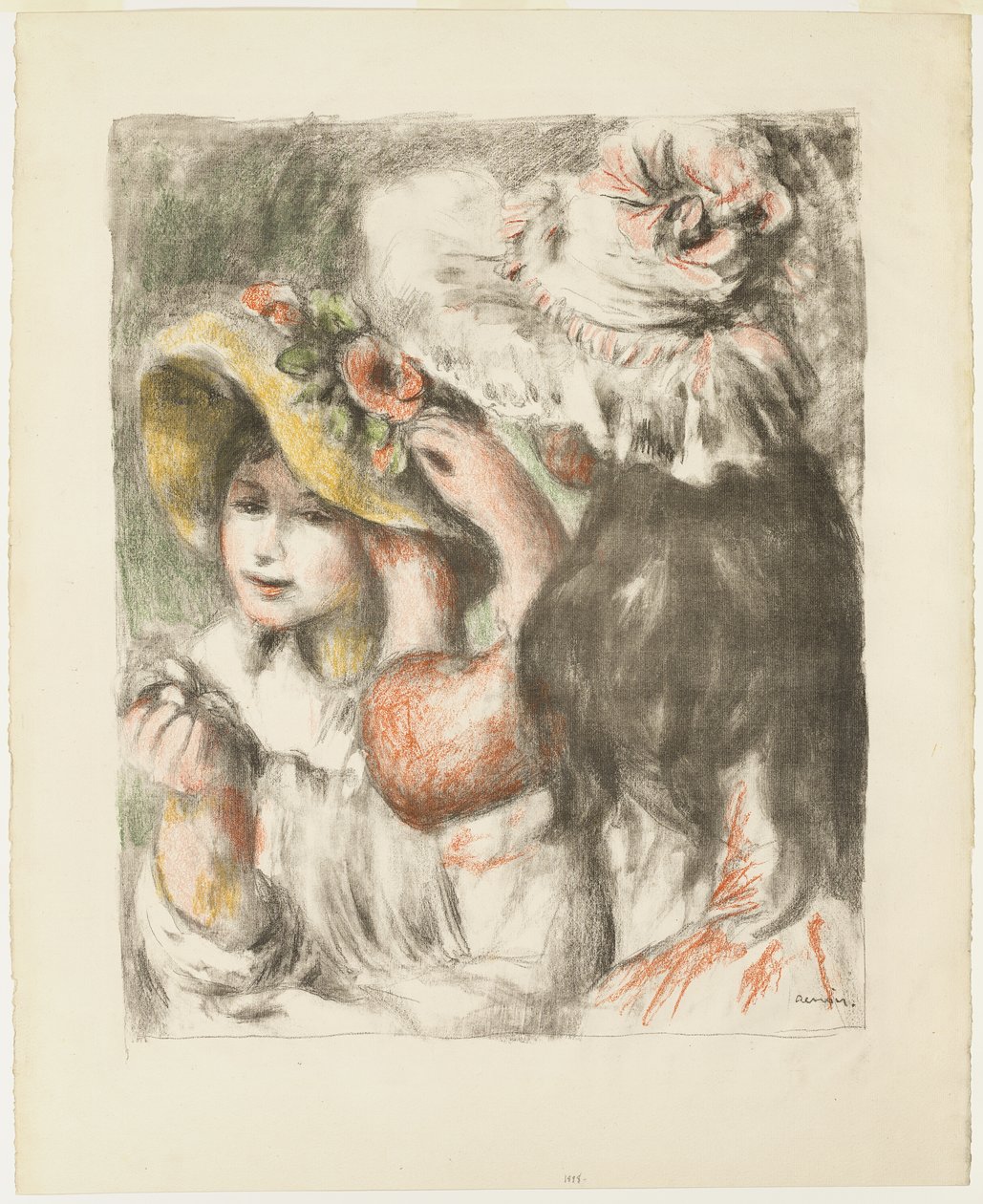Colocando el sombrero de Pierre Auguste Renoir