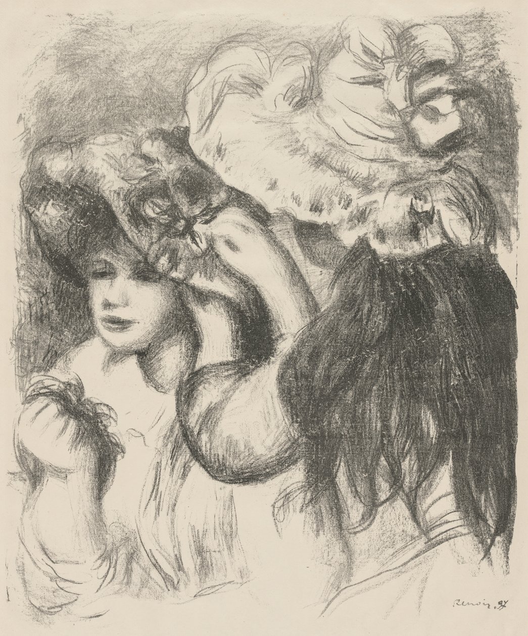 Colocando el Sombrero de Pierre Auguste Renoir