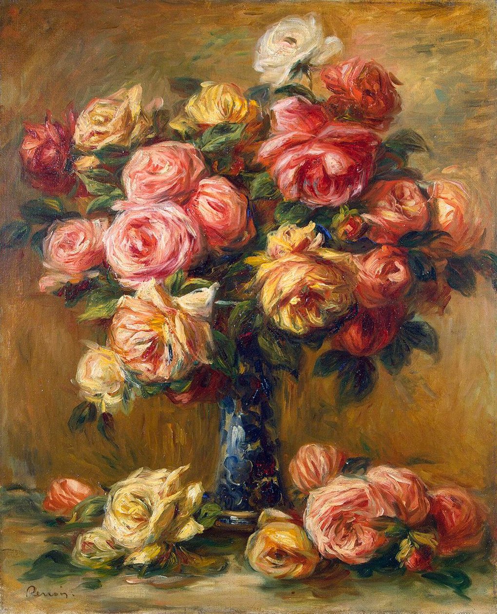 Rosas en un jarrón, c1910 de Pierre Auguste Renoir