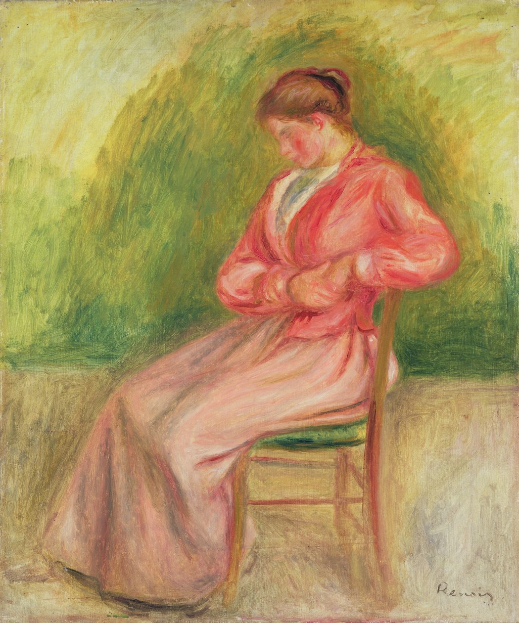 Mujer sentada (óleo sobre lienzo) de Pierre Auguste Renoir